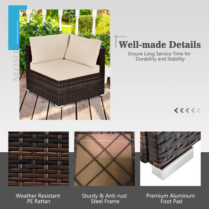 7 Pieces Patio Furniture Set with 35 Inches 50K BTU Propane Gas Fire Pit Table and Waterproof Cover for Fire Pit
