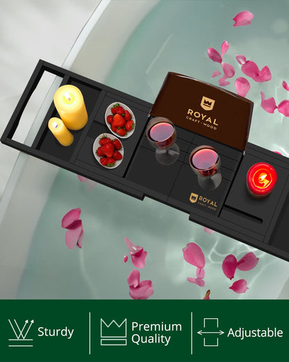 Foldable Bathtub Caddy Tray, Black