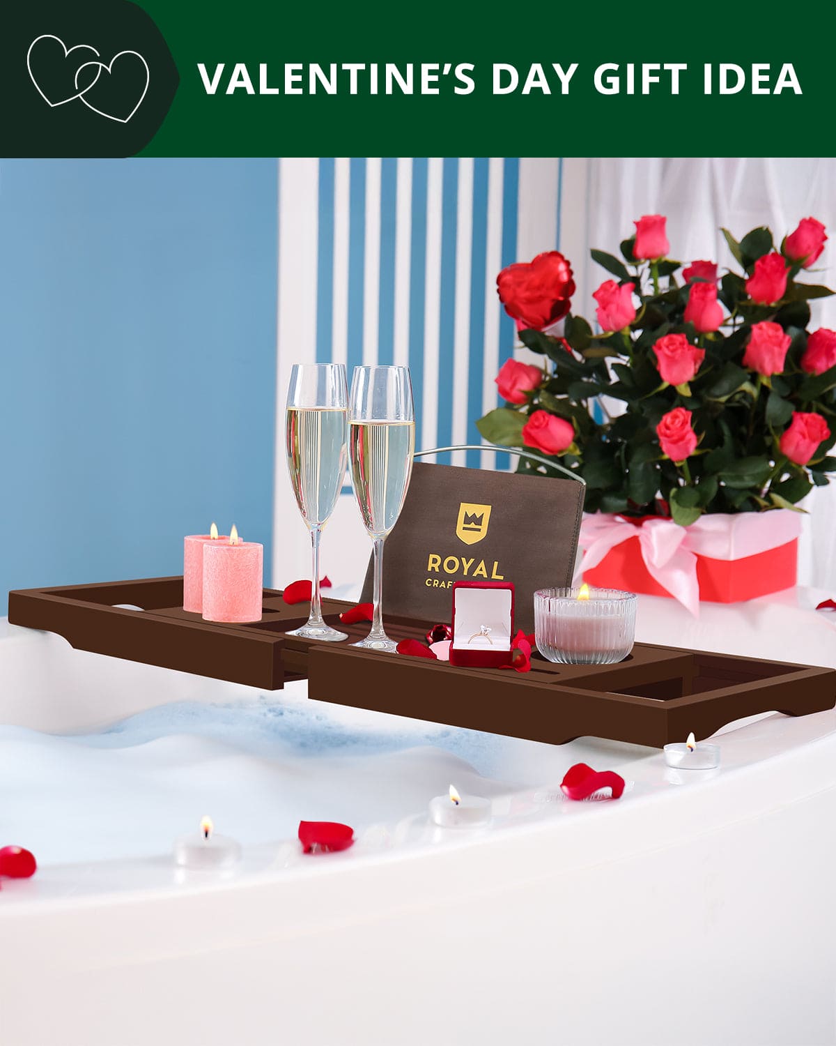 Foldable Bathtub Caddy Tray, Brown