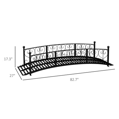 Alora 7FT Decorative Metal Arch Footbridge Garden Bridge with Safety Siderails