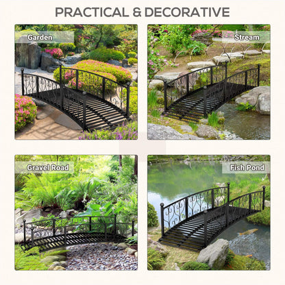Alora 7FT Decorative Metal Arch Footbridge Garden Bridge with Safety Siderails