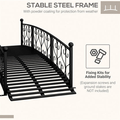 Alora 7FT Decorative Metal Arch Footbridge Garden Bridge with Safety Siderails