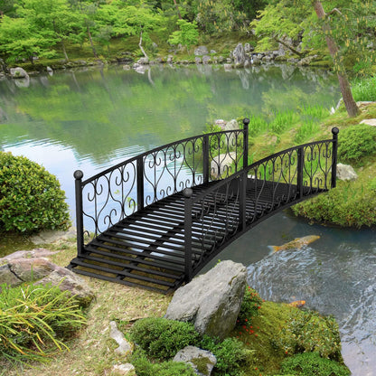 Alora 7FT Decorative Metal Arch Footbridge Garden Bridge with Safety Siderails