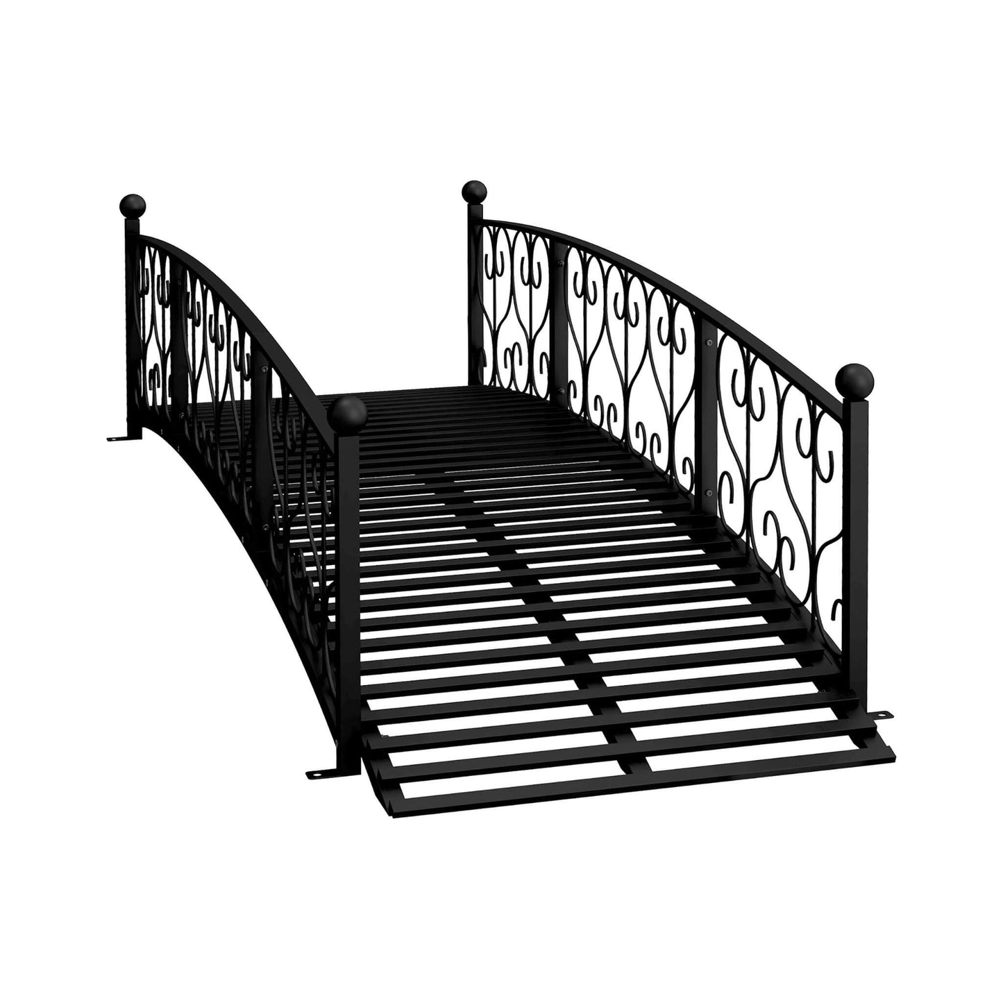 Alora 7FT Decorative Metal Arch Footbridge Garden Bridge with Safety Siderails