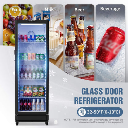 8.5 Cu.Ft Commercial Single Glass Door Beverage Merchandiser Refrigerator