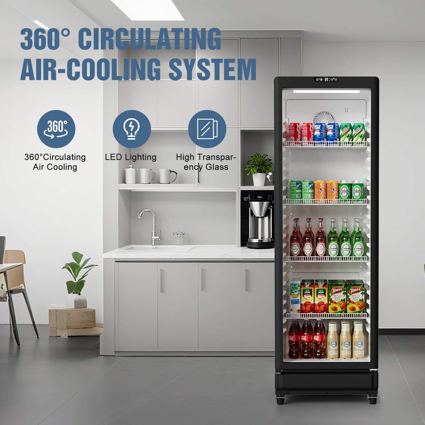 8.5 Cu.Ft Commercial Single Glass Door Beverage Merchandiser Refrigerator