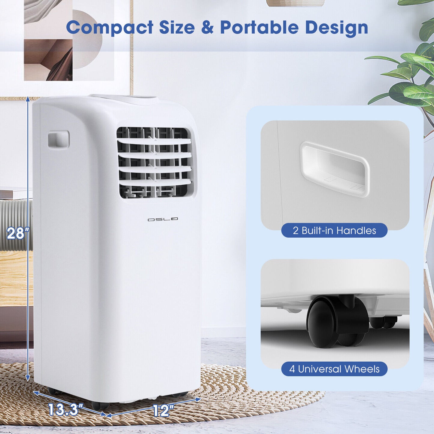 8000 BTU(Ashrae) Portable Air Conditioner with Remote Control