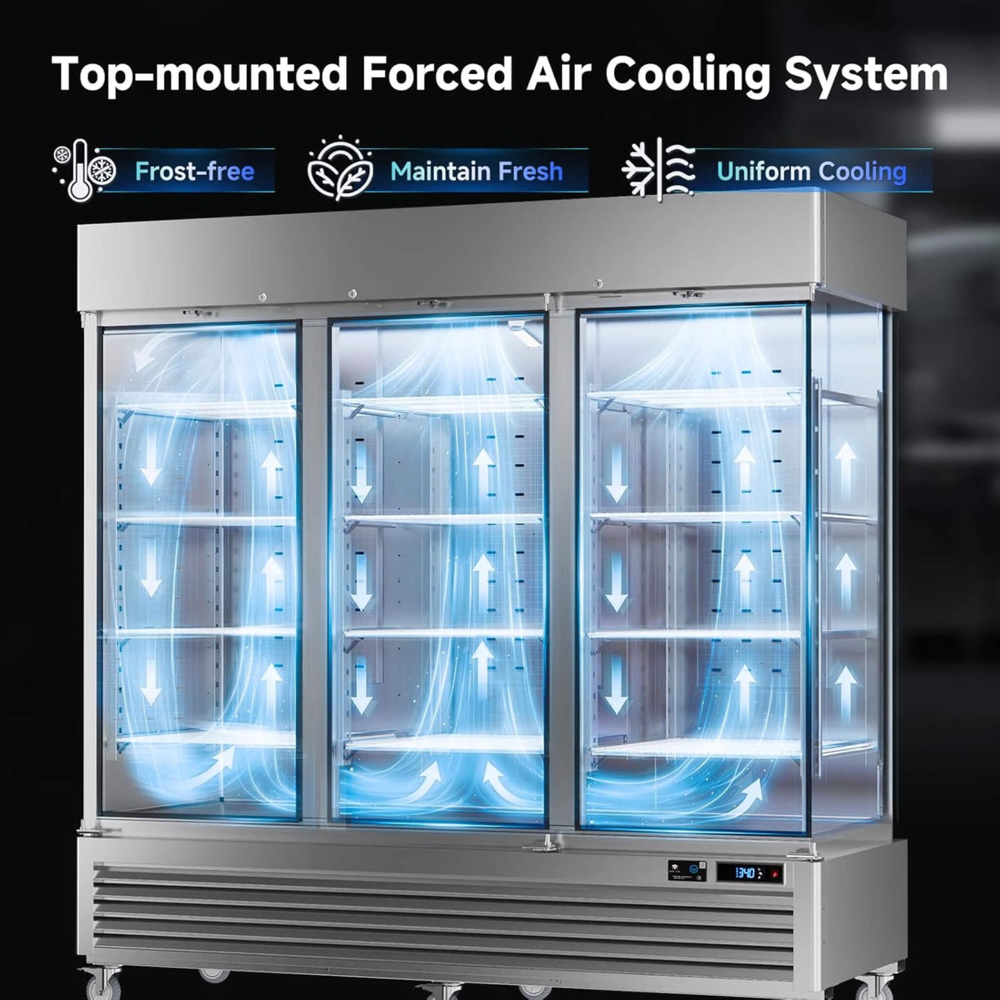 82-Inch Commercial 72 Cu.Ft 3-Door WiFi Refrigerator with Smart App Control