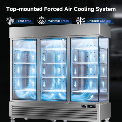 82-Inch Commercial 72 Cu.Ft 3-Door WiFi Refrigerator with Smart App Control