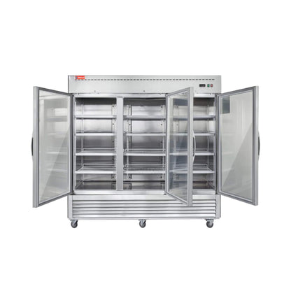 82" Commercial Stainless Steel Upright Display 3 Section Merchandiser Refrigerator