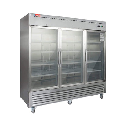 82" Commercial Stainless Steel Upright Display 3 Section Merchandiser Refrigerator