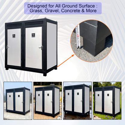 82" Two-Person Portable Outdoor Toilet Cabin with Light, Sink, and Fan