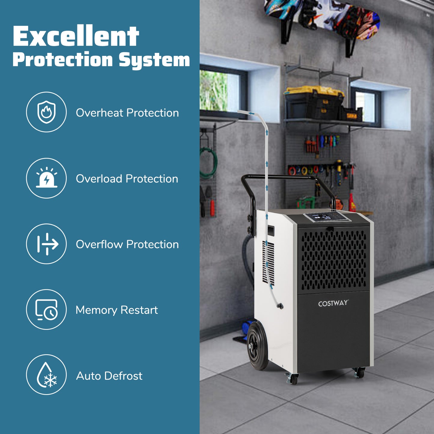 154 Pints Commercial Dehumidifier with Pump and Drain Hoses