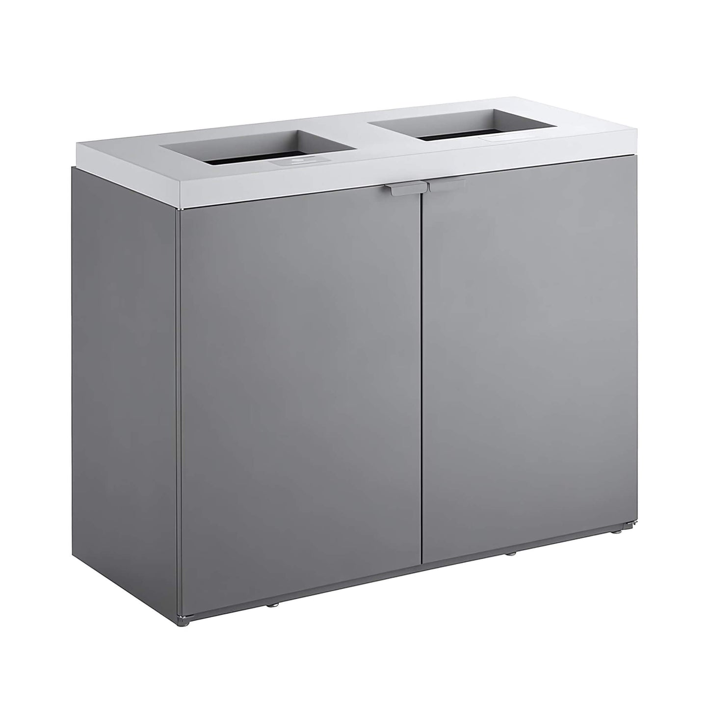 86-Gallon Heavy-Duty Commercial Steel Two-Stream Trash Can Cabinet