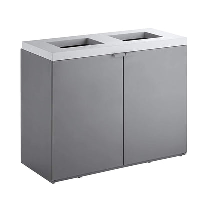 86-Gallon Heavy-Duty Commercial Steel Two-Stream Trash Can Cabinet
