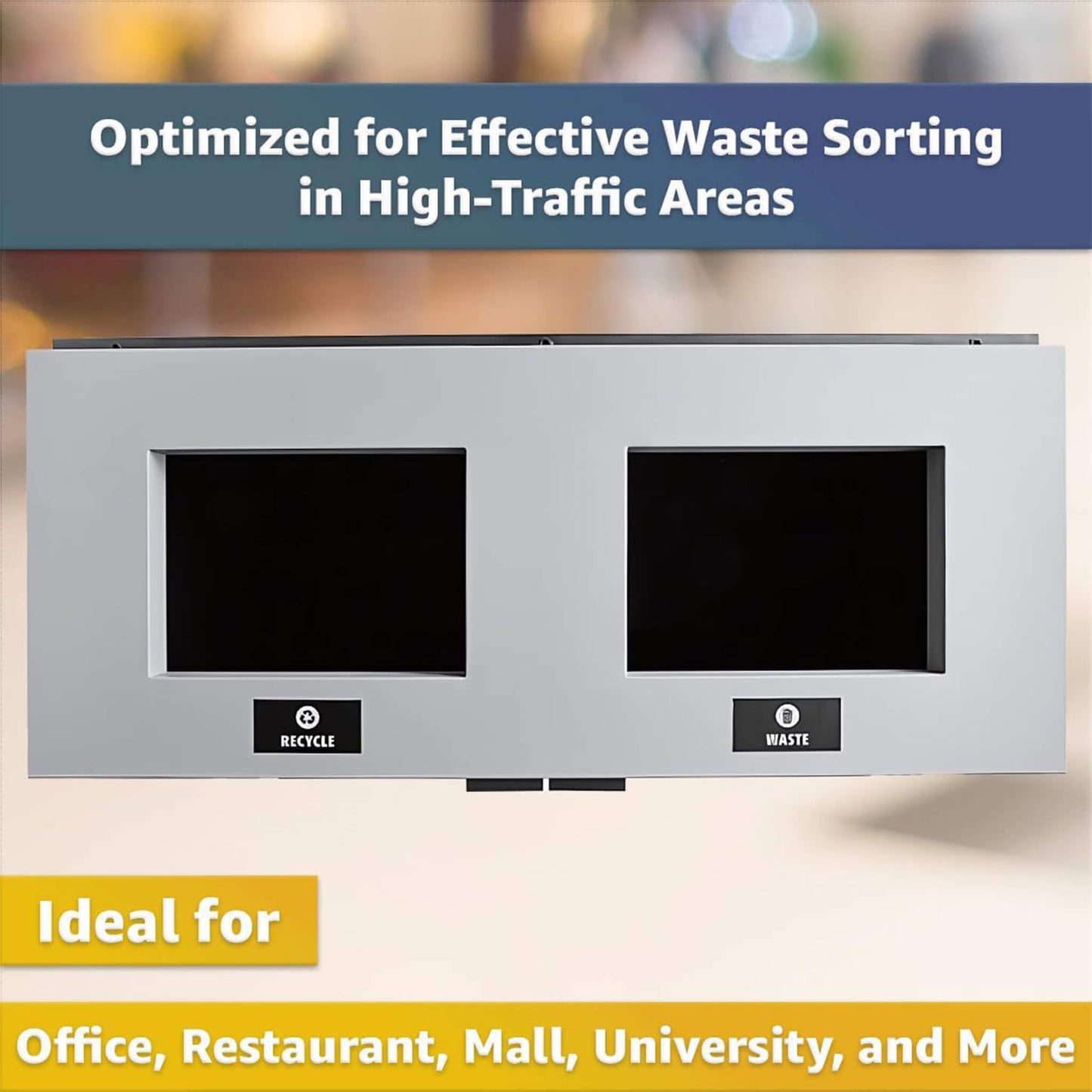 86-Gallon Heavy-Duty Commercial Steel Two-Stream Trash Can Cabinet