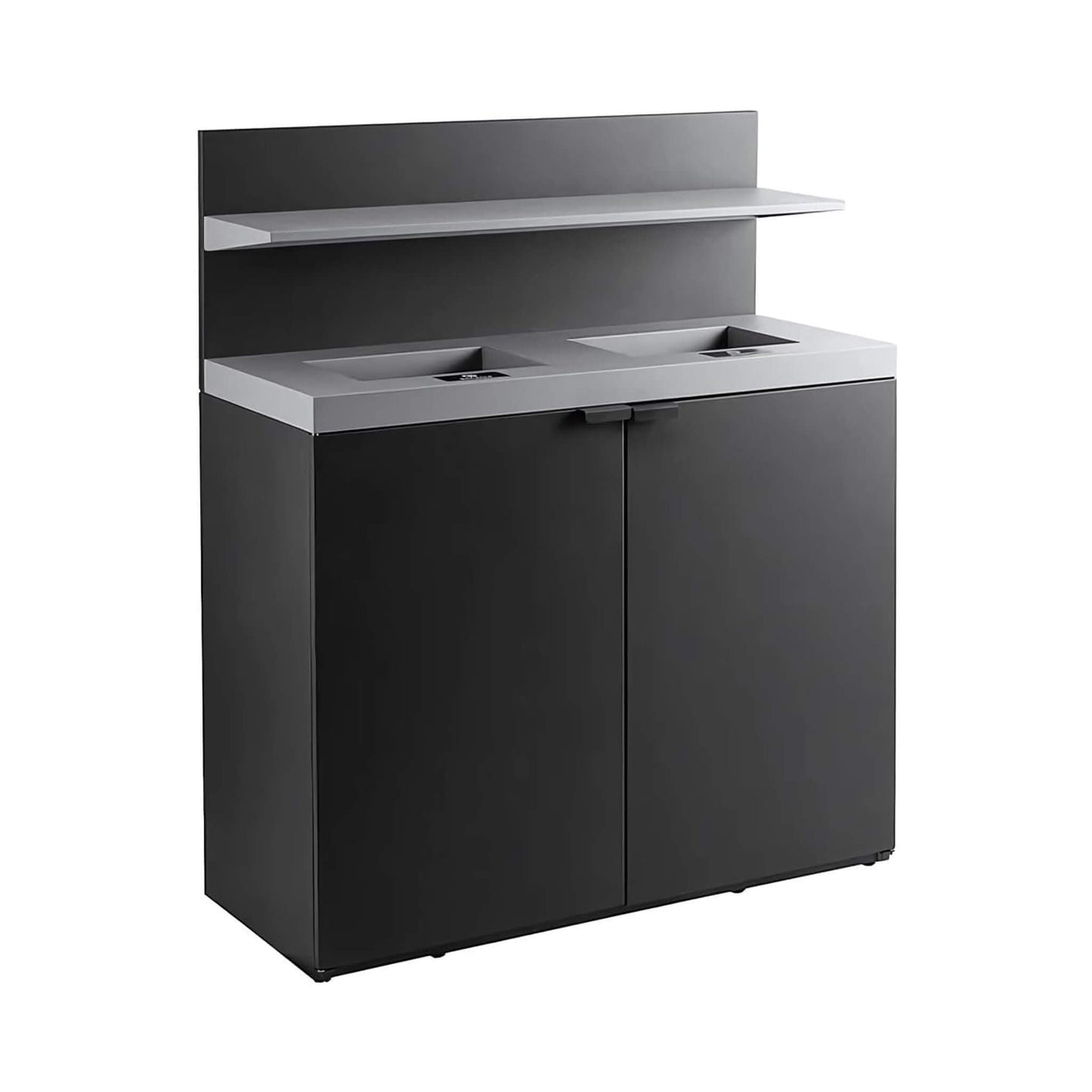 86-Gallon Heavy-Duty Commercial Steel Two-Stream Trash Can Cabinet with Tray Holder