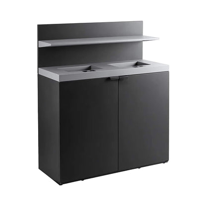86-Gallon Heavy-Duty Commercial Steel Two-Stream Trash Can Cabinet with Tray Holder