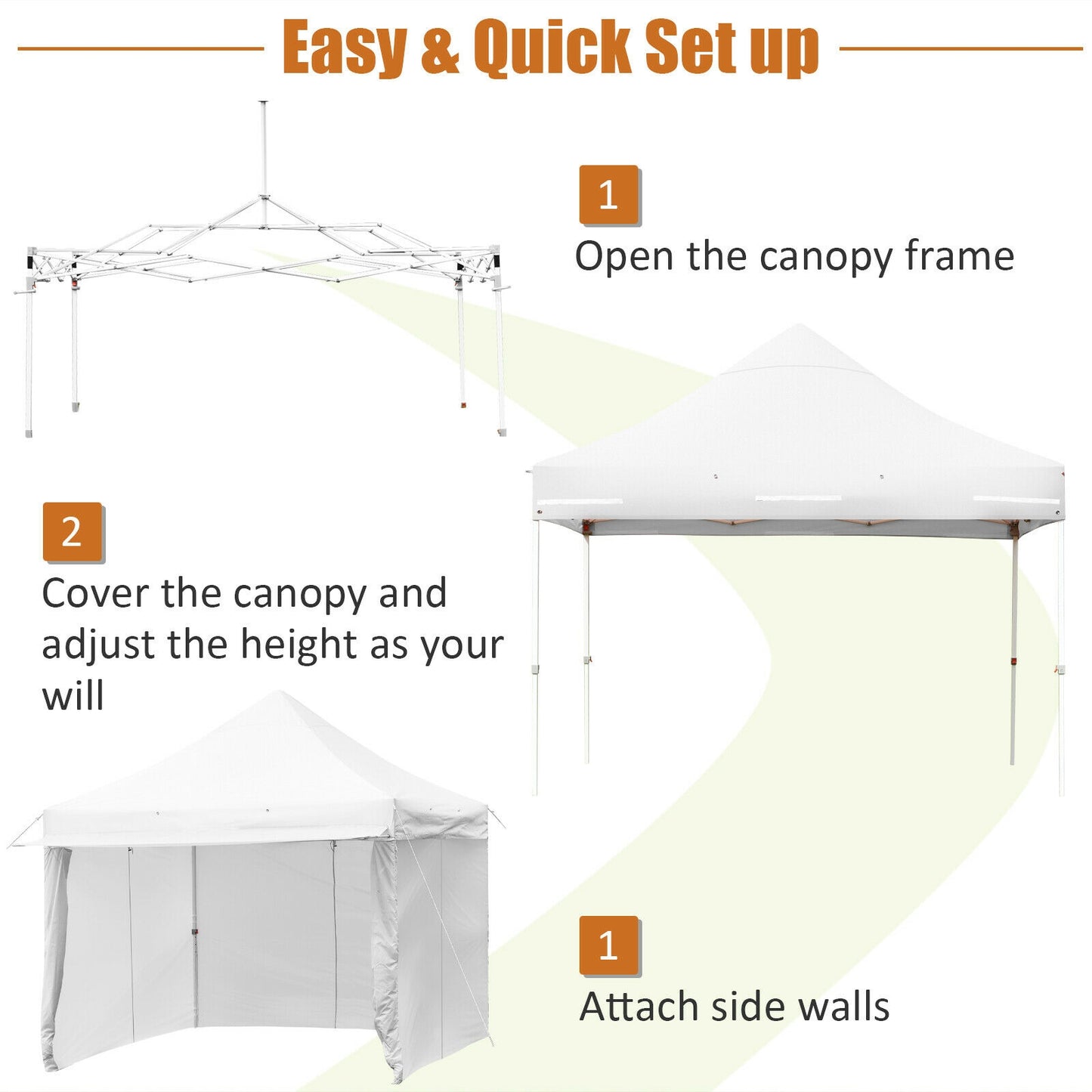10' x 10' Feet Pop up Gazebo with 4 Height and Adjust Folding Awning