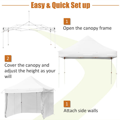 10' x 10' Feet Pop up Gazebo with 4 Height and Adjust Folding Awning