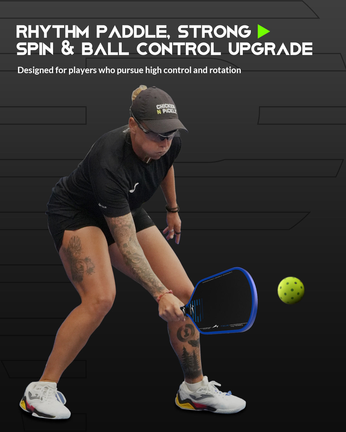 Warping Point Rhythm Pickleball Paddle 16mm in Red - Core, Maximum Spin & Control