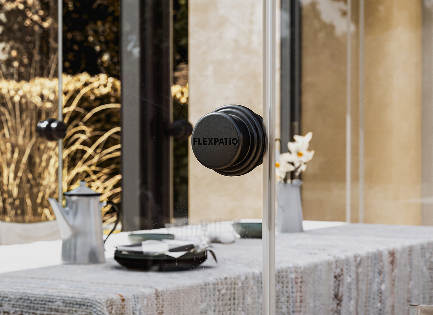 Sliding Glass Door with Round Handle for FlexPatio Pergola