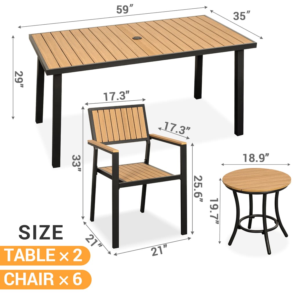 Grain Outdoor Dining Set, 8-Piece, Walnut