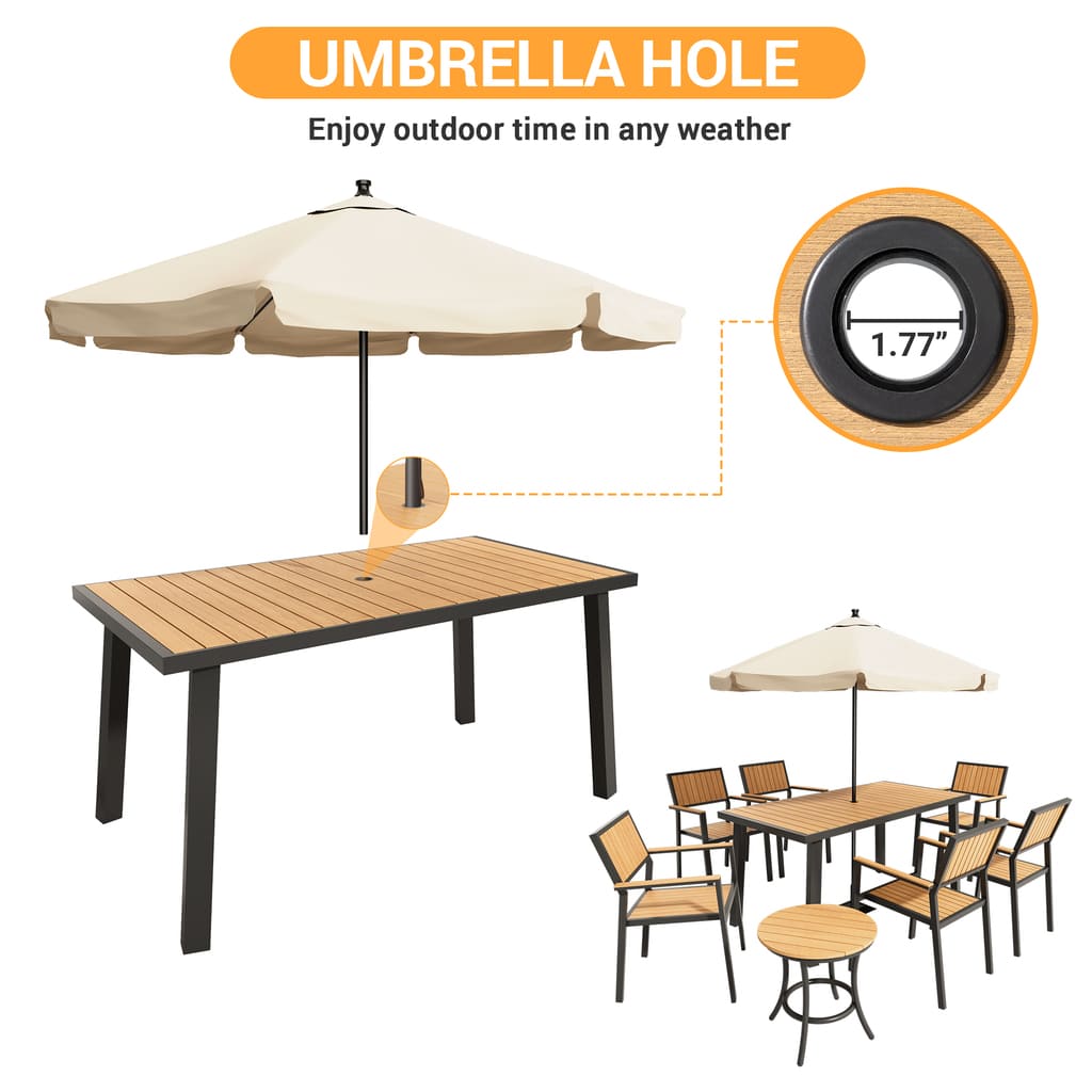 Grain Outdoor Dining Set, 8-Piece, Walnut