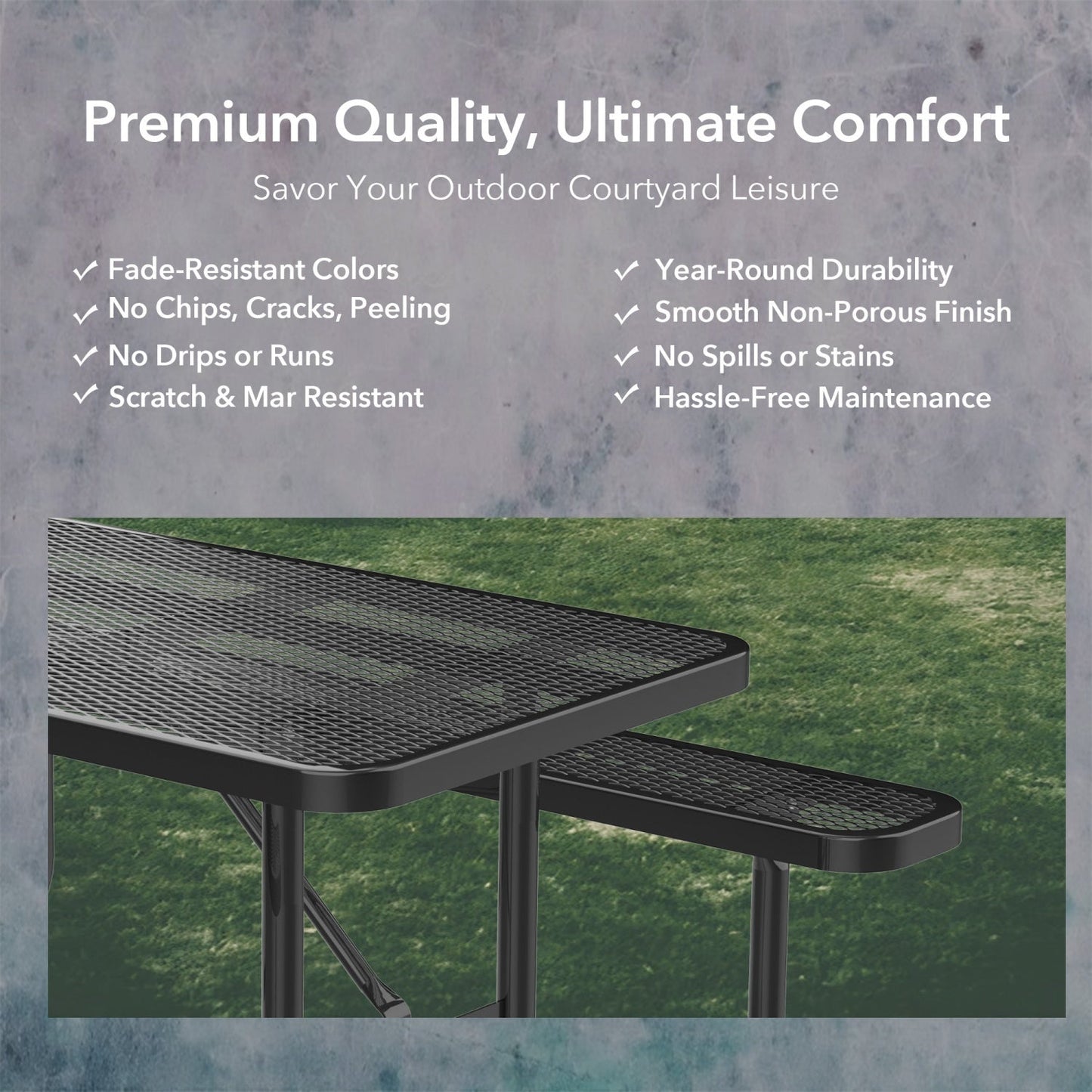 8ft Rectangle Picnic Table with Umbrella Hole