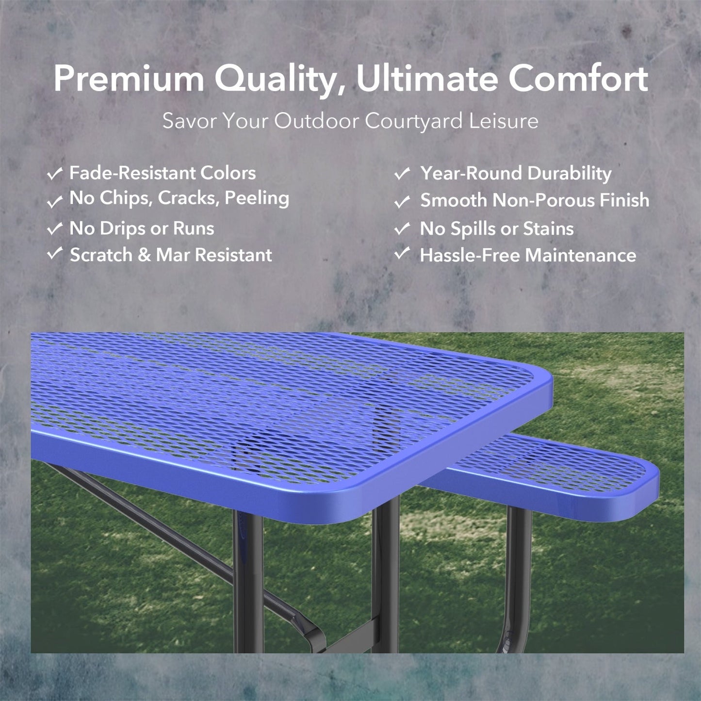 8ft Rectangle Picnic Table with Umbrella Hole