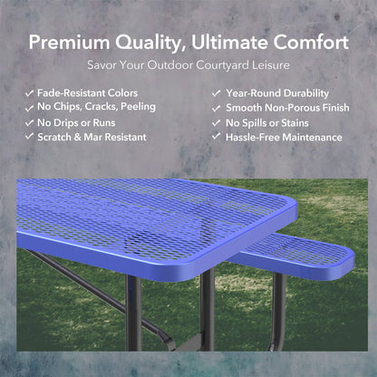8ft Rectangle Picnic Table with Umbrella Hole