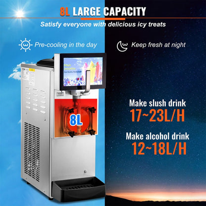 8L Commercial Single Frozen Margarita Ice Slushy Drink Maker Machine 1050W