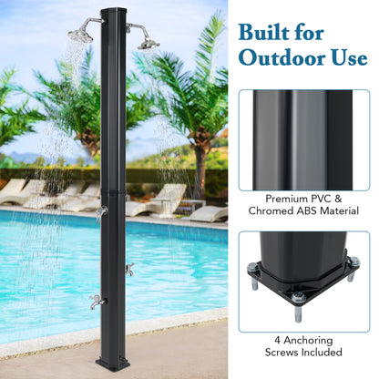 9.3 Gallon Solar Heated Outdoor Shower with Dual Shower Heads