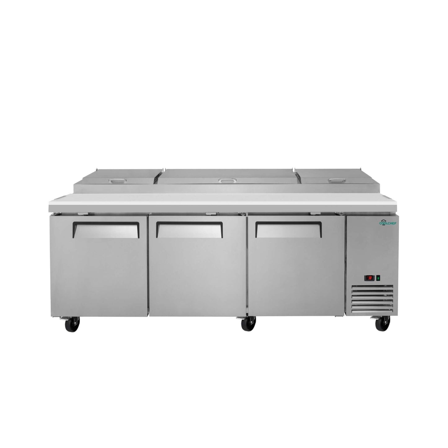 Heavy-Duty 93" Commercial Stainless Steel Pizza Prep Table With Refrigeration