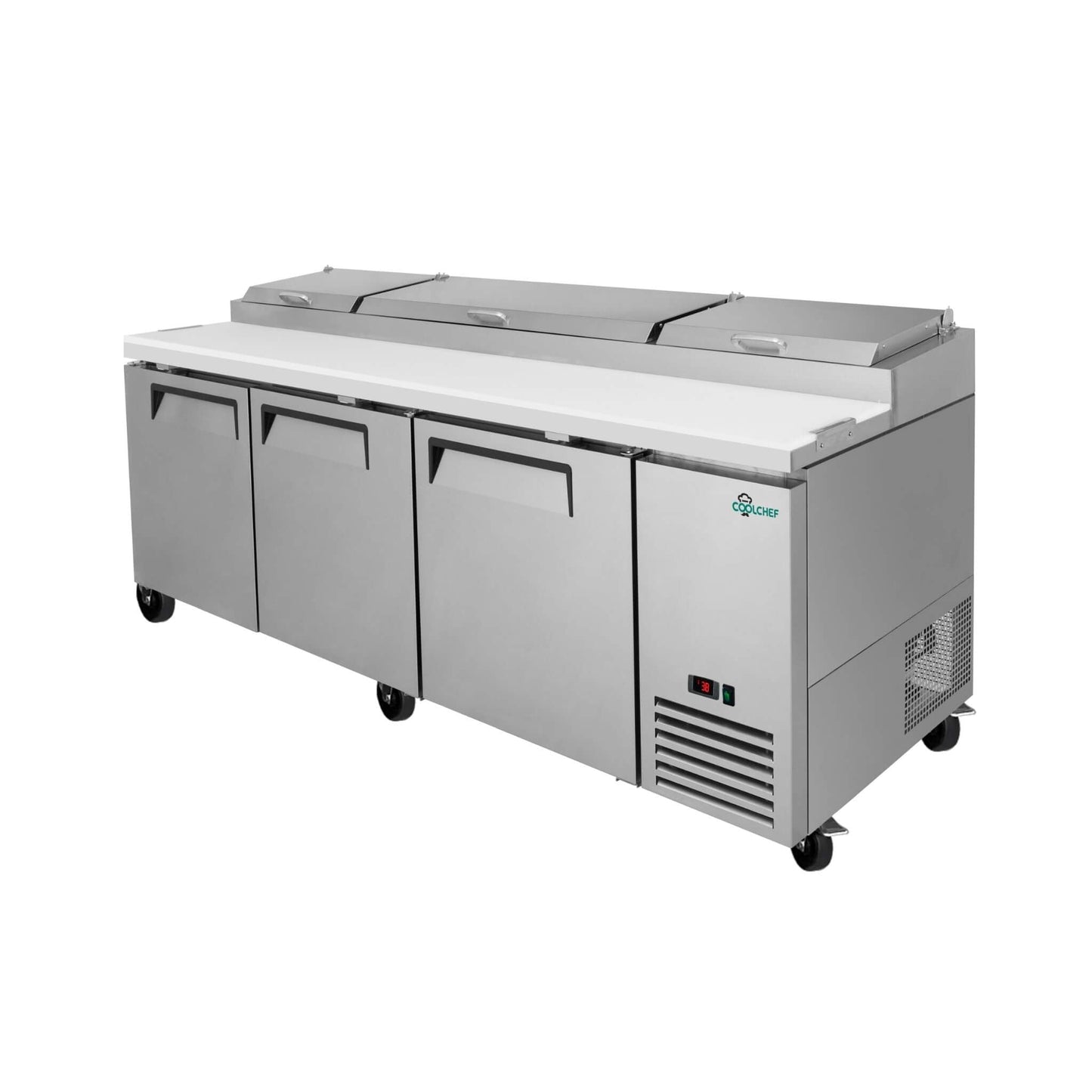 Heavy-Duty 93" Commercial Stainless Steel Pizza Prep Table With Refrigeration