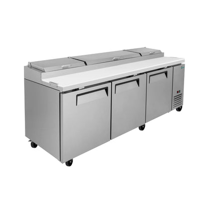 Heavy-Duty 93" Commercial Stainless Steel Pizza Prep Table With Refrigeration