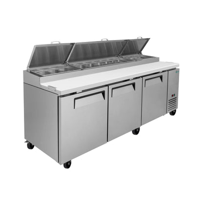 Heavy-Duty 93" Commercial Stainless Steel Pizza Prep Table With Refrigeration