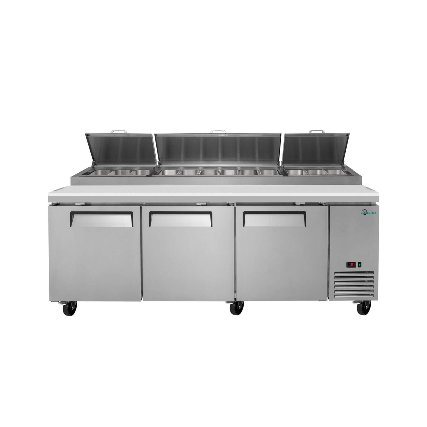 Heavy-Duty 93" Commercial Stainless Steel Pizza Prep Table With Refrigeration