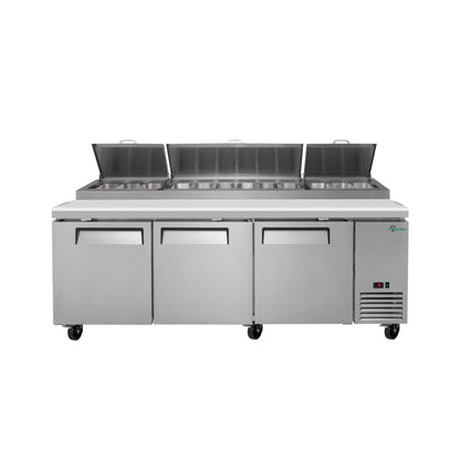 Heavy-Duty 93" Commercial Stainless Steel Pizza Prep Table With Refrigeration