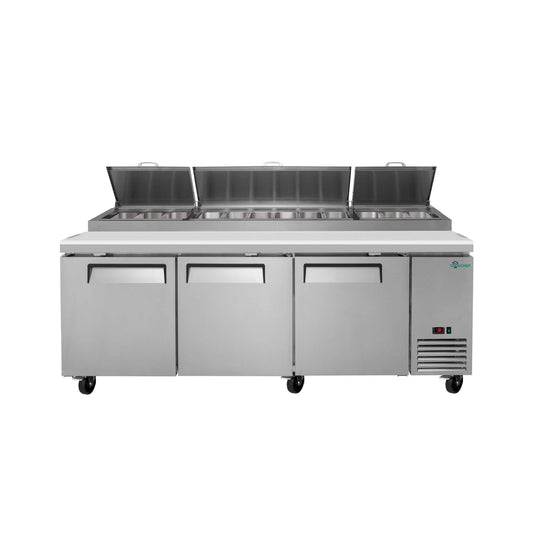 Heavy-Duty 93" Commercial Stainless Steel Pizza Prep Table With Refrigeration