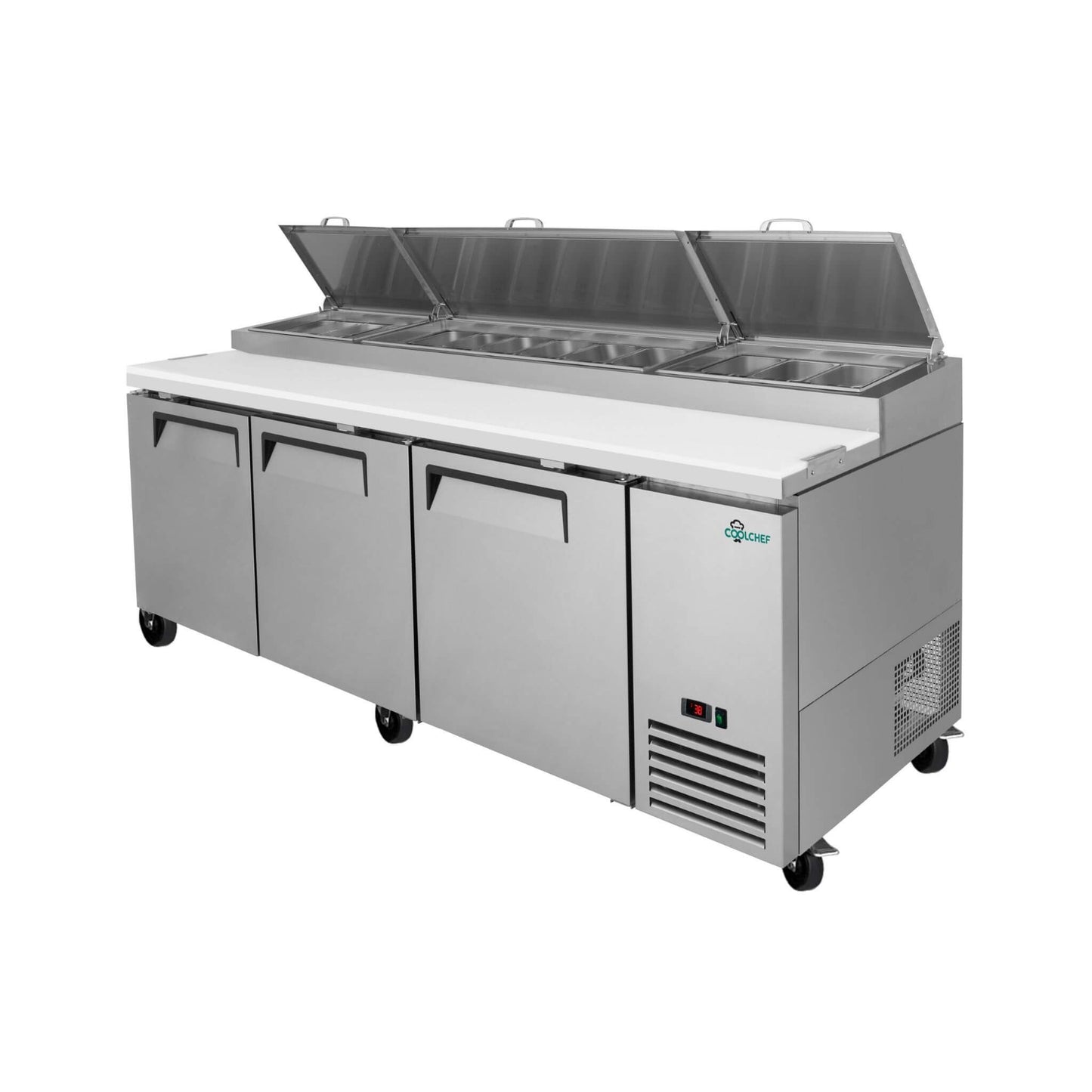 Heavy-Duty 93" Commercial Stainless Steel Pizza Prep Table With Refrigeration