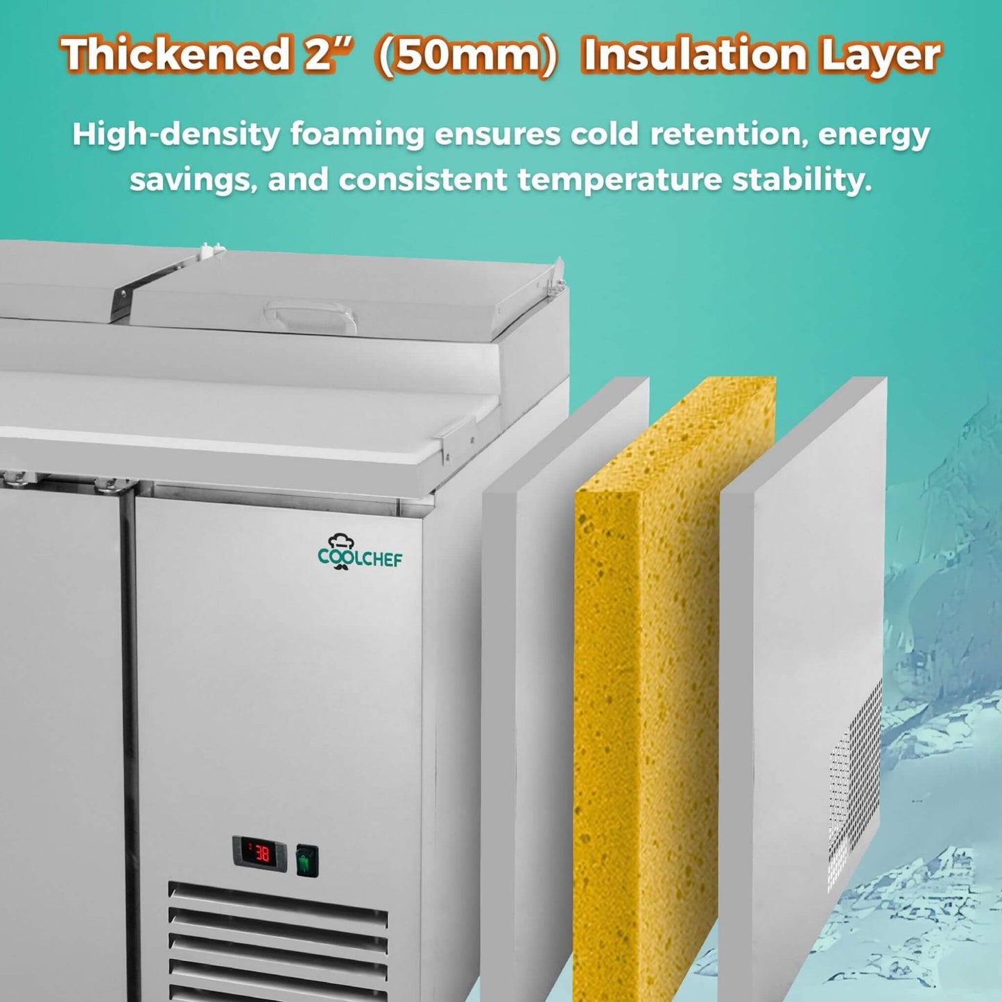 Heavy-Duty 93" Commercial Stainless Steel Pizza Prep Table With Refrigeration