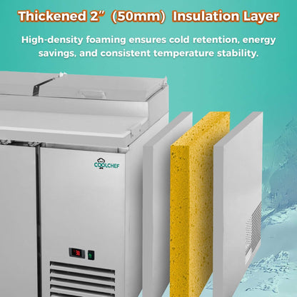 Heavy-Duty 93" Commercial Stainless Steel Pizza Prep Table With Refrigeration