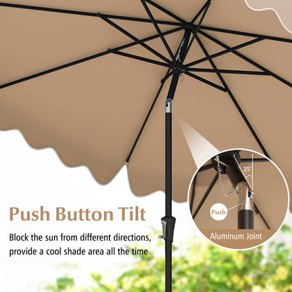 9 Feet Patio Umbrella with Crank Handle and Push Button Tilt