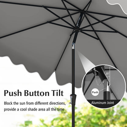 9 Feet Patio Umbrella with Crank Handle and Push Button Tilt