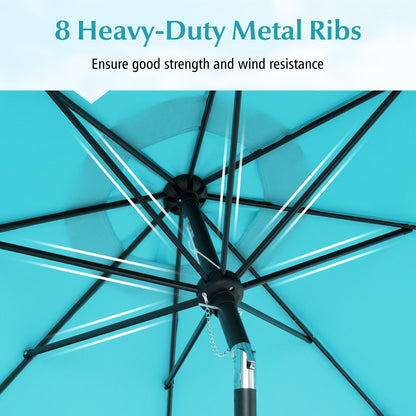 9 Feet Patio Umbrella with Crank Handle and Push Button Tilt