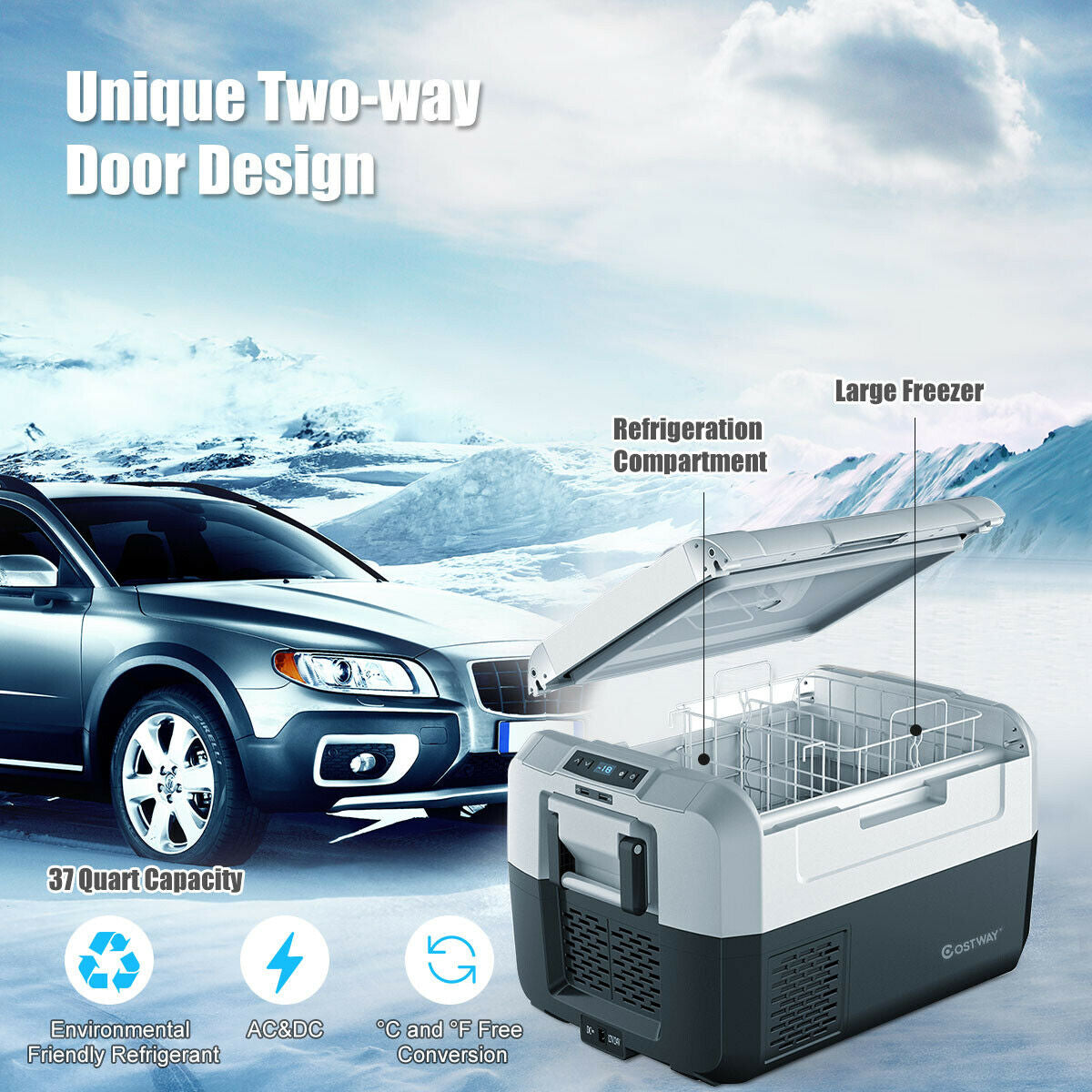 37 Quart Portable Electric Compressor Camping Car Cooler