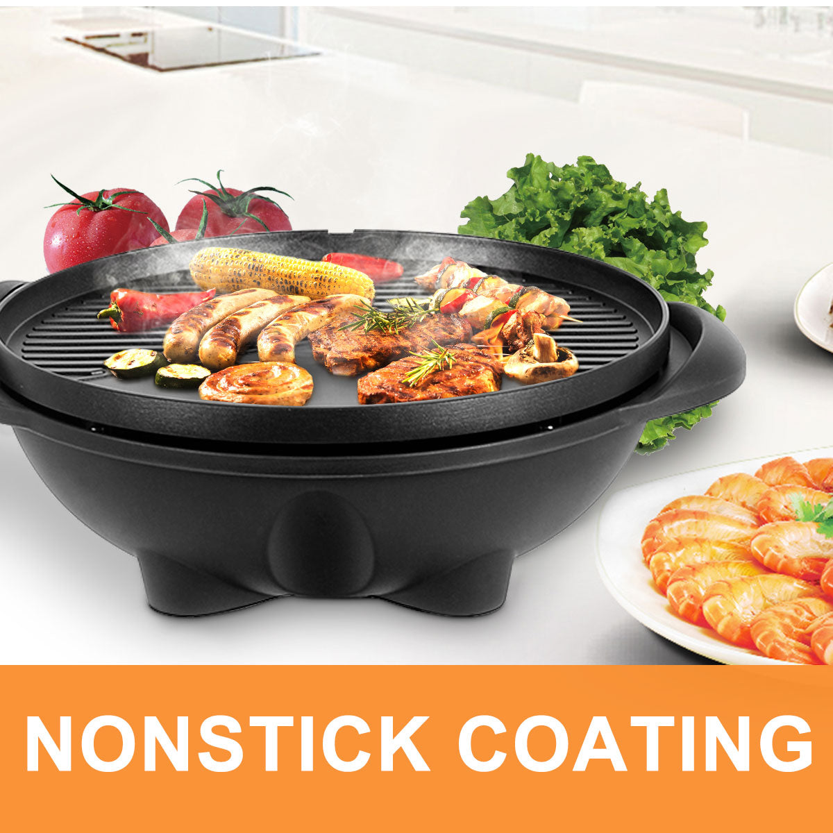 1350 W Outdoor Electric BBQ Grill with Removable Stand Easy to Install