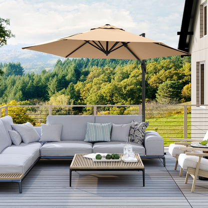 9 FT Cantilever Patio Umbrella with Vented Top and Sun-Protective Canopy