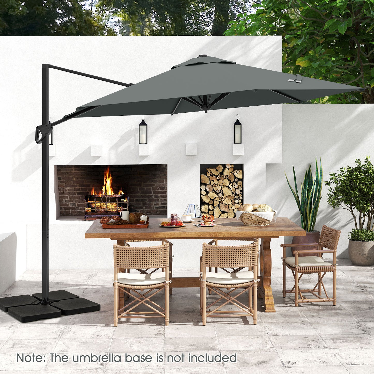 9 FT Cantilever Patio Umbrella with Vented Top and Sun-Protective Canopy